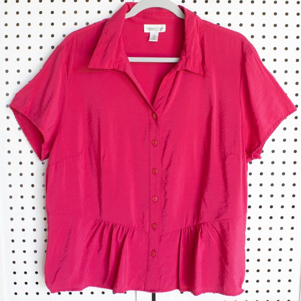 Coldwater Creek Womens SIZE XL Pink Button Up Top Beach Resort